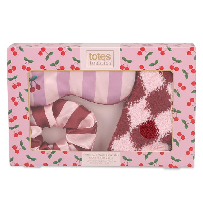 totes Cosy Socks, Scrunchie & Eye Mask Gift Set Red / Pink Extra Image 7
